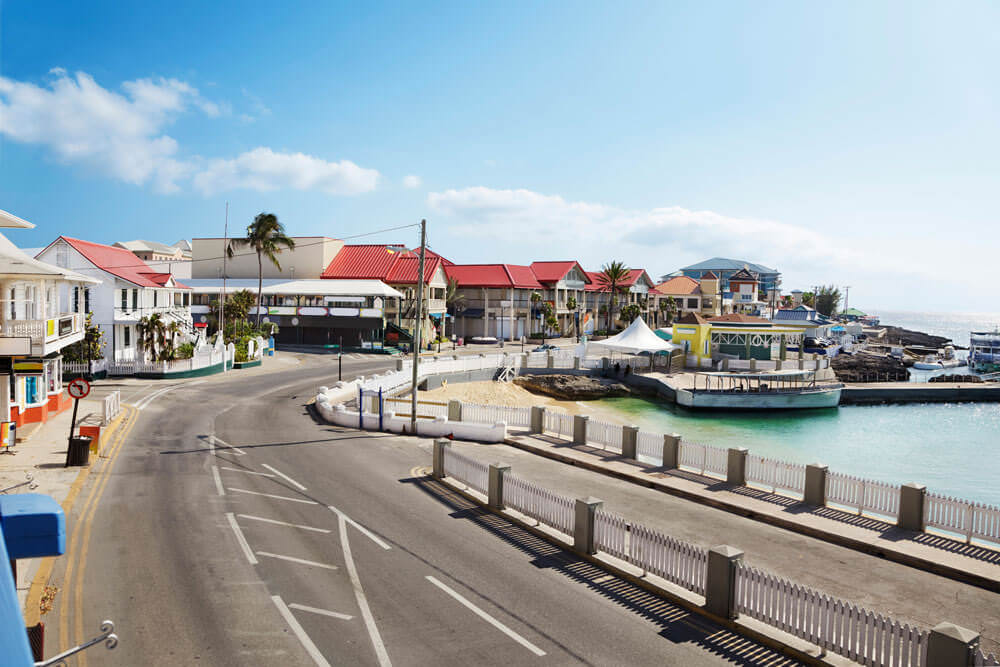 Waterfront road through George Town, Grand Cayman