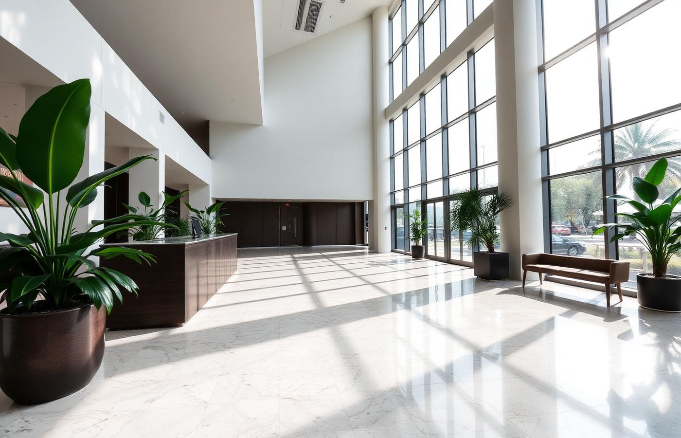 Modern Cayman Islands corporate office lobby